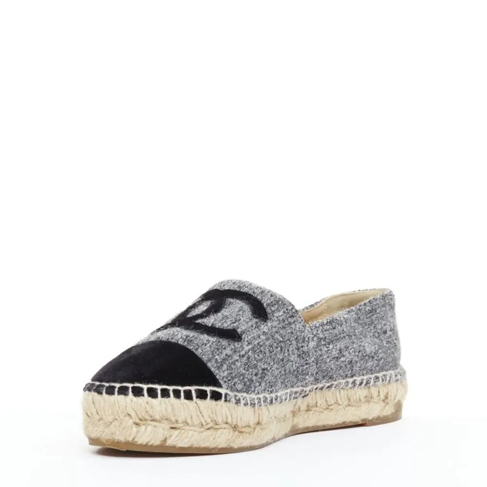 Chanel Grey Tweed Espadrilles